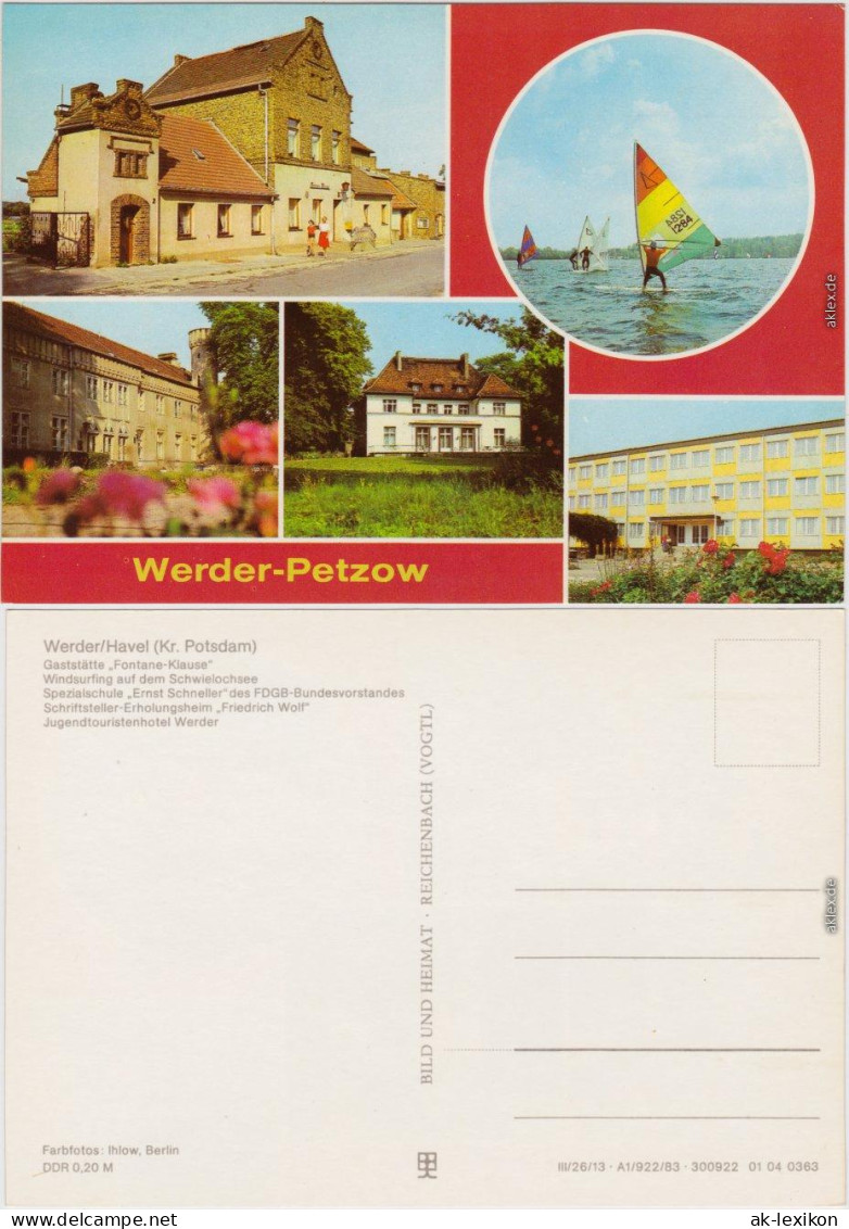 Werder (Havel) Gaststätte "Fontane-Klause", Windsurfing , Spezialschule 1983 - Werder