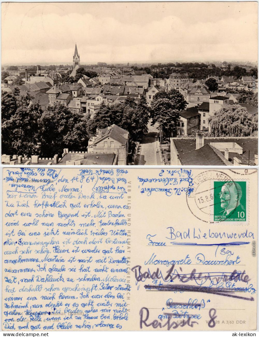 Bad Liebenwerda Panorama über Den Dächern Foto Ansichtskarte  1963 - Bad Liebenwerda