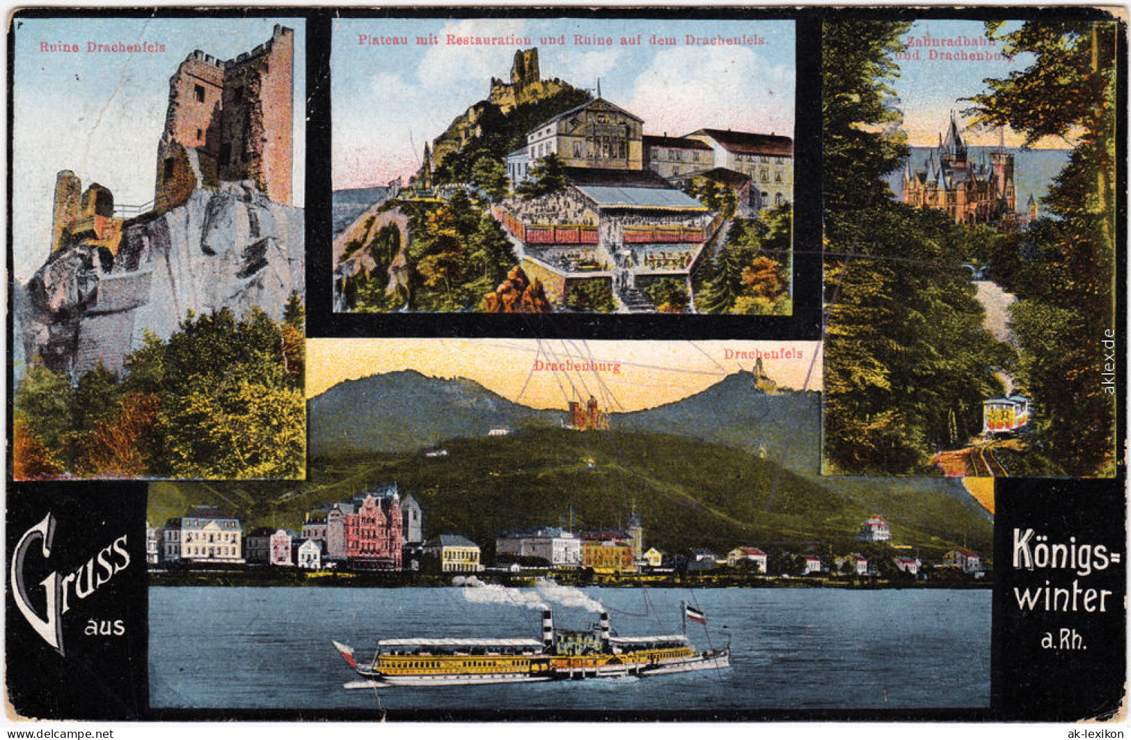 Königswinter 4 Bild: Panorama, Frachenfels Und Restauration Ansichtskarte  1915 - Königswinter