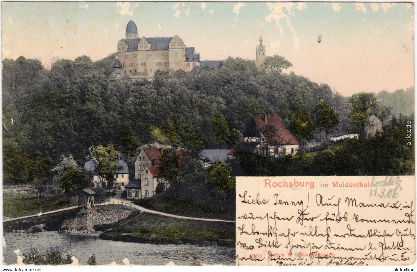 Rochsburg Lunzenau Partie In Der Stadt - Brücke Und Burg 1906 - Lunzenau