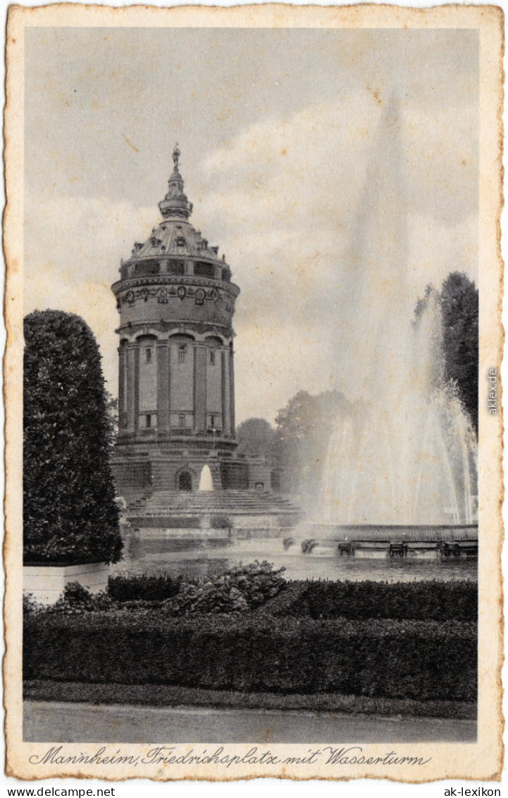 Mannheim Wasserturm Und  Friedrichsplatz 1934  - Mannheim