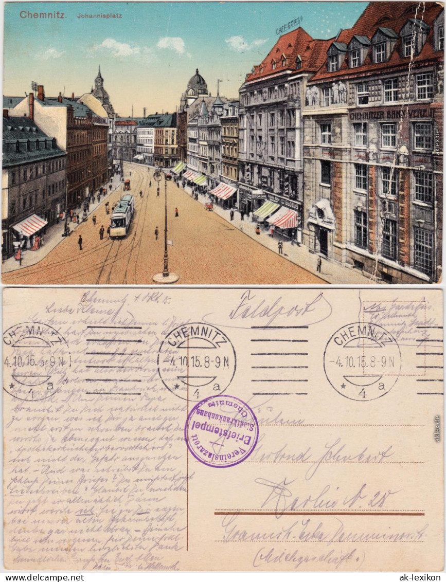 Chemnitz Karl-Marx-Stadt Johannisplatz Ansichtskarte 1915 - Chemnitz