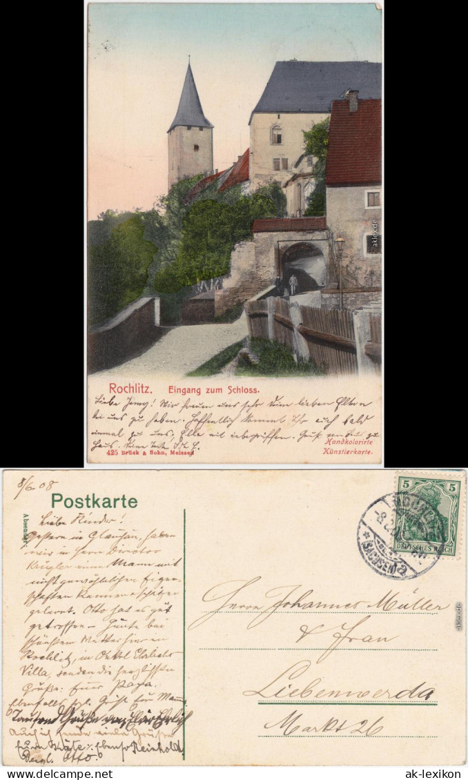 Rochlitz Eingang Zum Schloß  Handkolorierte Ansichtskarte  1908 - Rochlitz