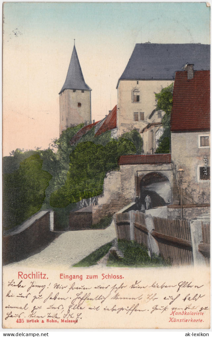 Rochlitz Eingang Zum Schloß  Handkolorierte Ansichtskarte  1908 - Rochlitz