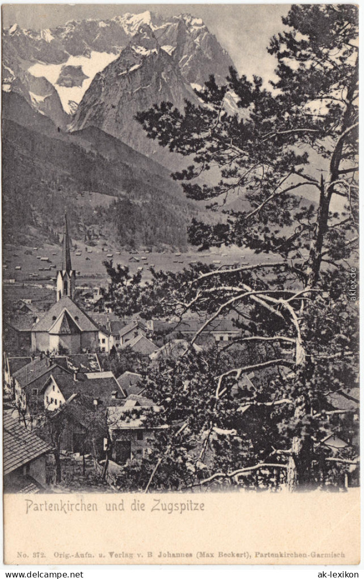 Garmisch-Partenkirchen Stadt Und Die Zugspitze Ansichtskarte  1909 - Garmisch-Partenkirchen