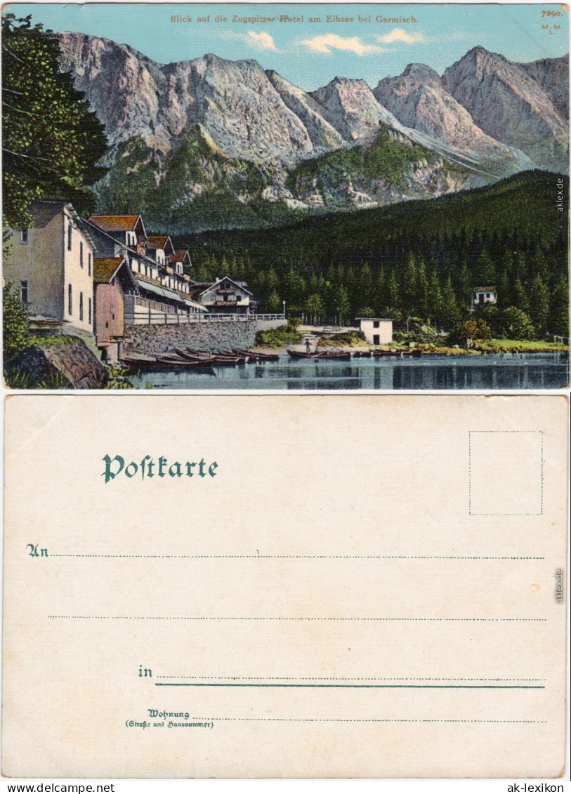 Garmisch-Partenkirchen Blick Auf Die Zugspitze Hotel Eibsee 1914  - Garmisch-Partenkirchen