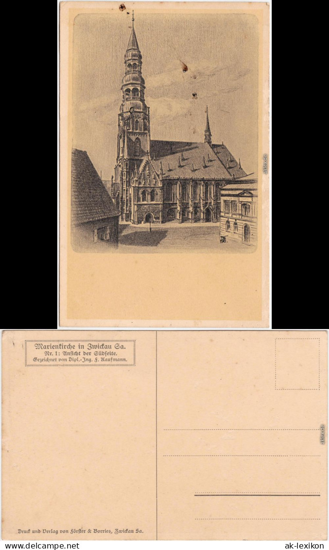 Zwickau Partie An Der Marienkirche Ansichtskarte 1913 - Zwickau