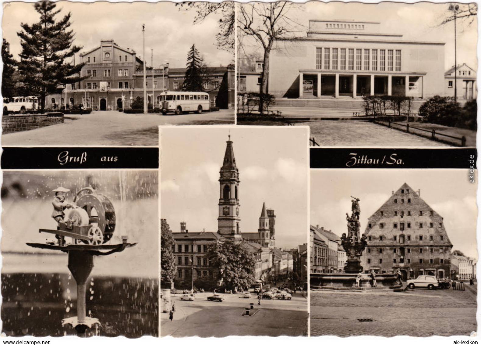 Zittau Mehrbild: Bahnhof, Theater, Markt Ansichtskarte 1967 - Zittau