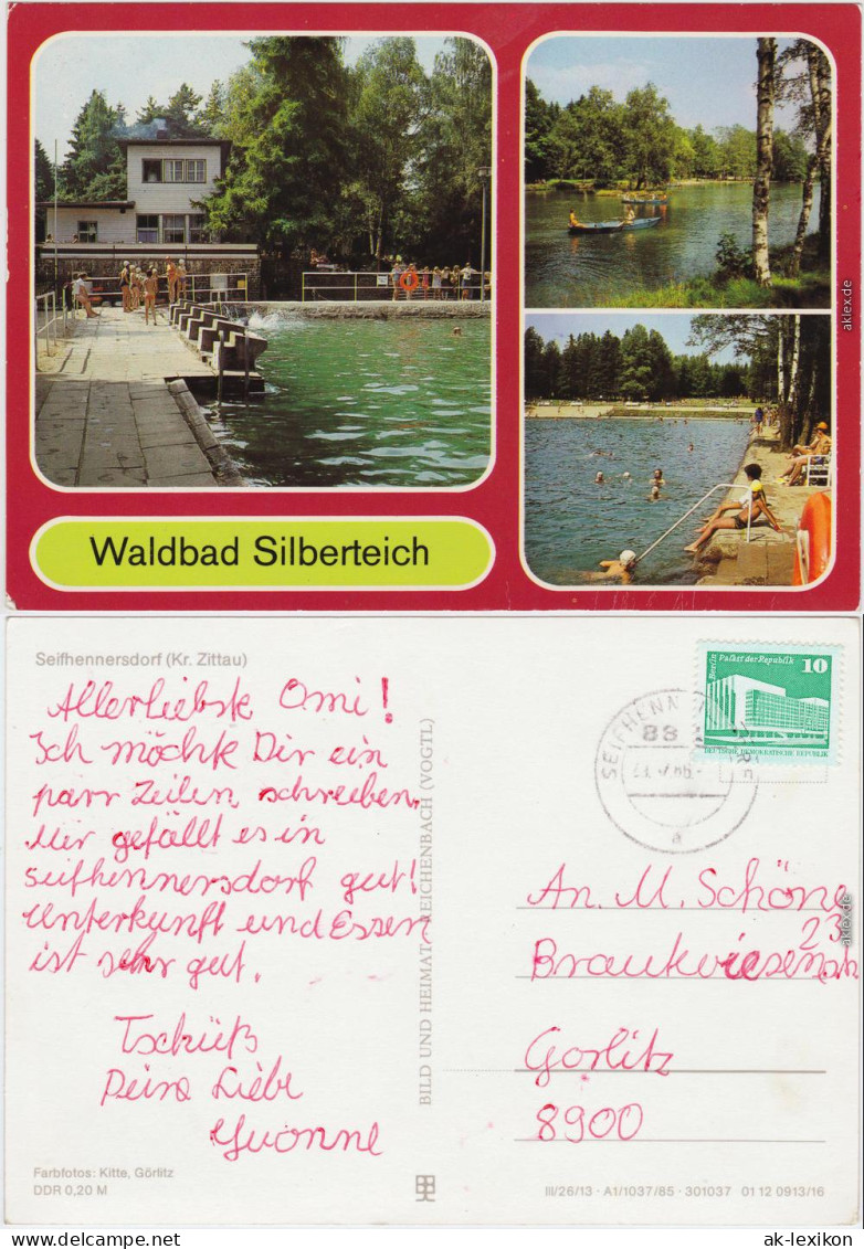 Ansichtskarte Seifhennersdorf Waldbad Silberteich 1985 - Seifhennersdorf