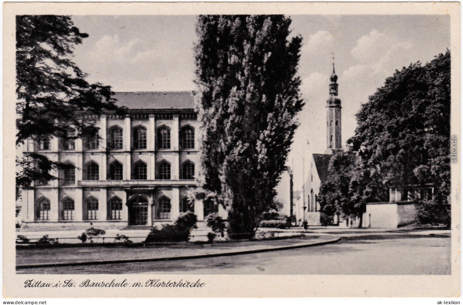 Zittau Bauschule Mit Klosterkirche Ansichtskarte Oberlausitz  1954 - Zittau