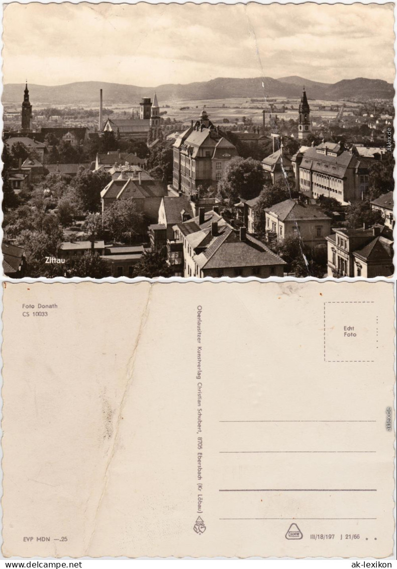 Zittau Panorama Foto Ansichtskarte Oberlausitz  1966 - Zittau