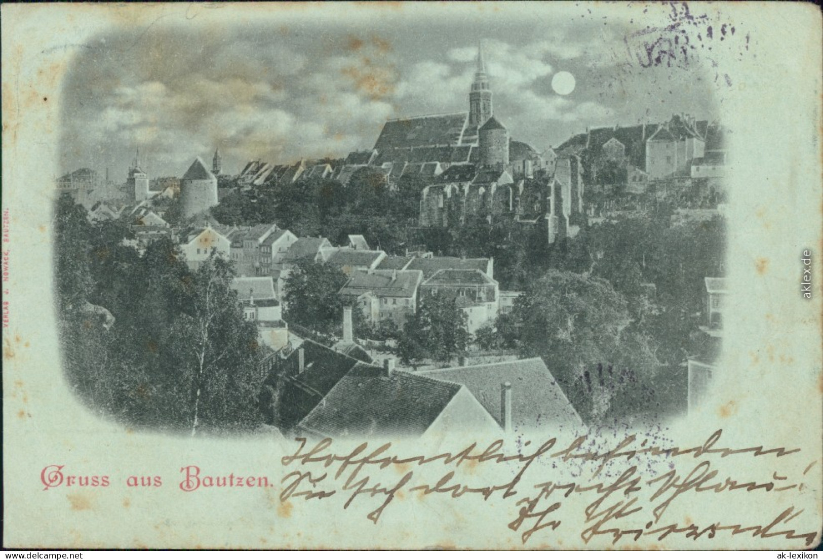 Ansichtskarte Bautzen Budyšin Stadtpartie - Mondscheinlitho 1898  - Bautzen