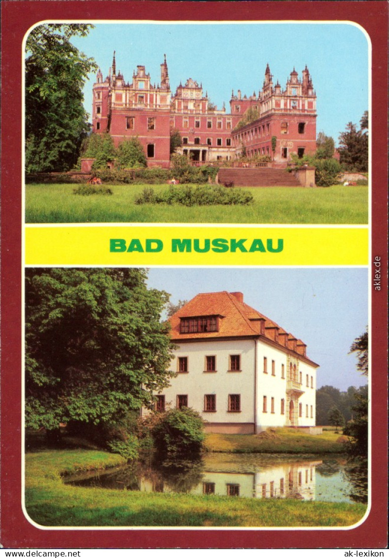 Bad Muskau Blick Auf Das Neues Schloss (Schlossruine)  Schloß  Teichanlage 1981 - Bad Muskau