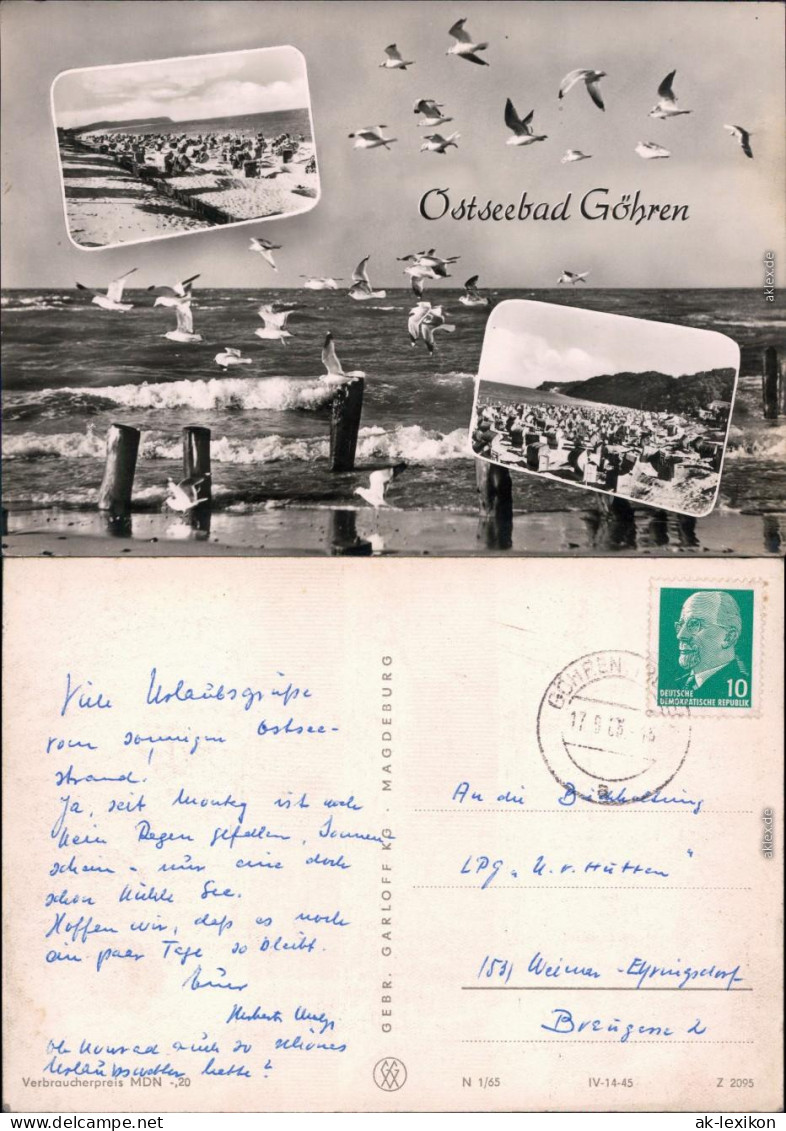 Ansichtskarte Göhren (Rügen) Meer Mit Möwen, Strand, Strandkörbe 1965 - Göhren