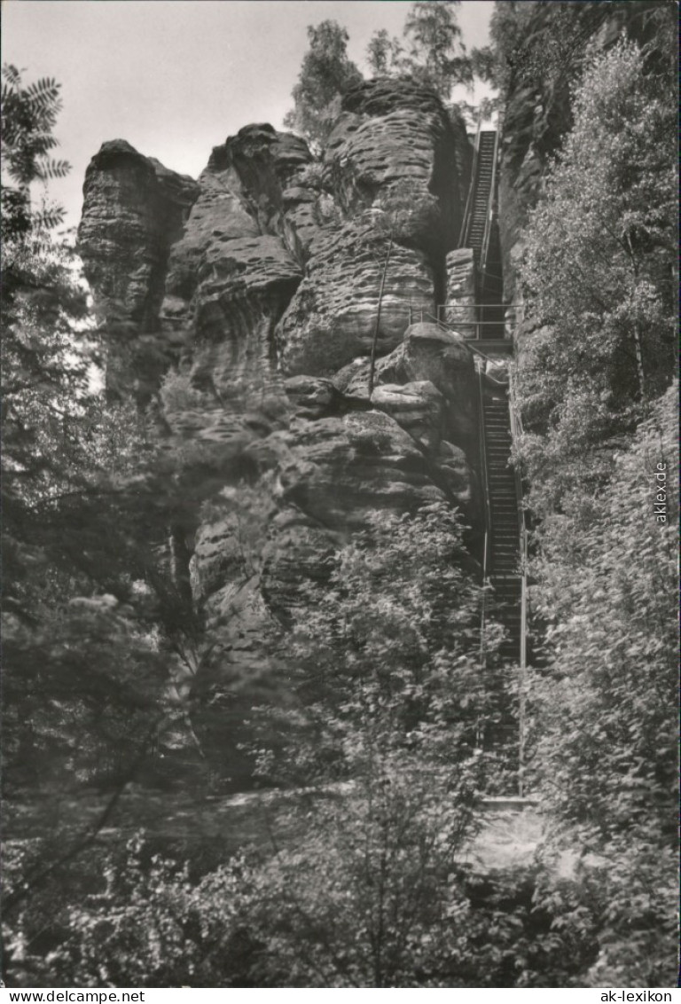 Ansichtskarte Ansichtskarte Rathen Fels Rauenstein - Lehmannschlucht 1987 - Rathen