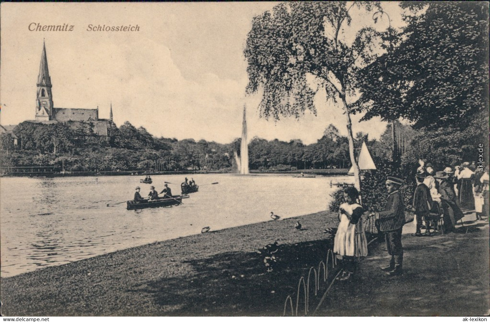 Ansichtskarte Chemnitz Karl-Marx-Stadt Schloßteich - Kinder Am Ufer 1917  - Chemnitz