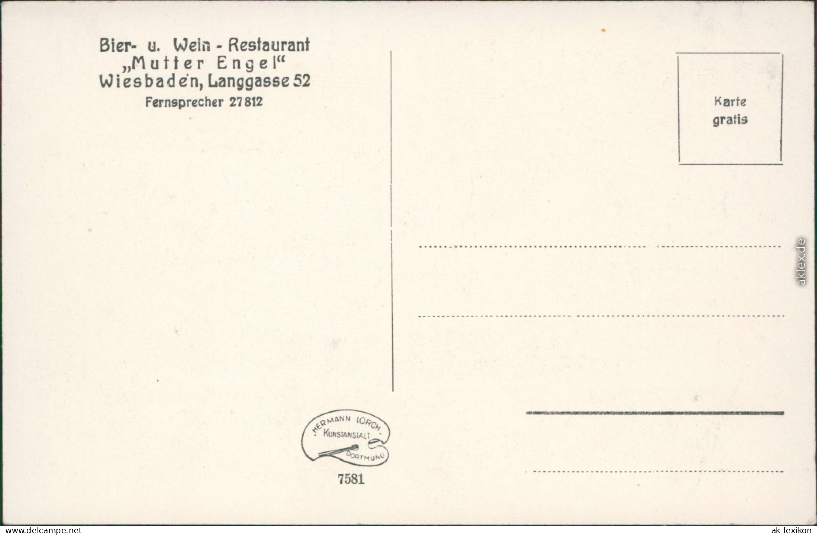 Wiesbaden Bier Und Wein-Restaurant Mutter Engel - Langgasse 1928  - Wiesbaden