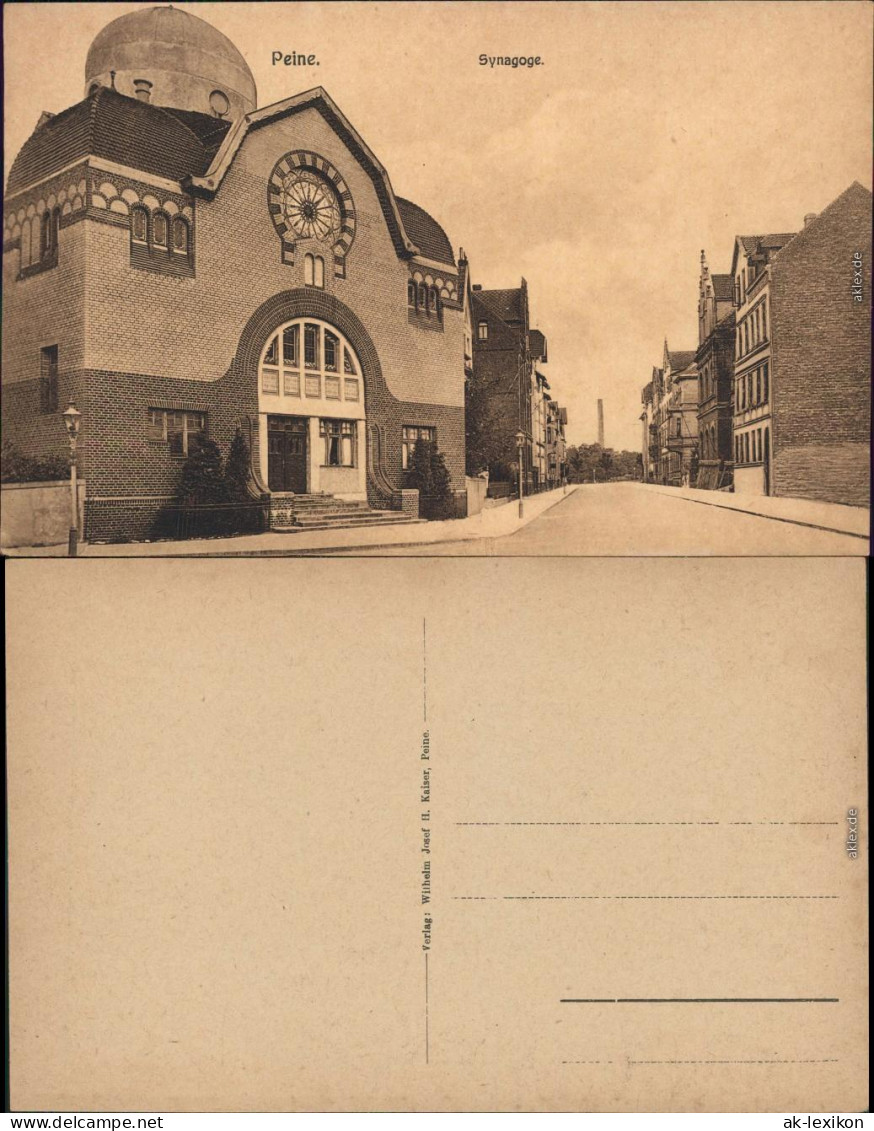 Ansichtskarte Peine Synagoge - Straßenpartie Judaika 1912 - Peine