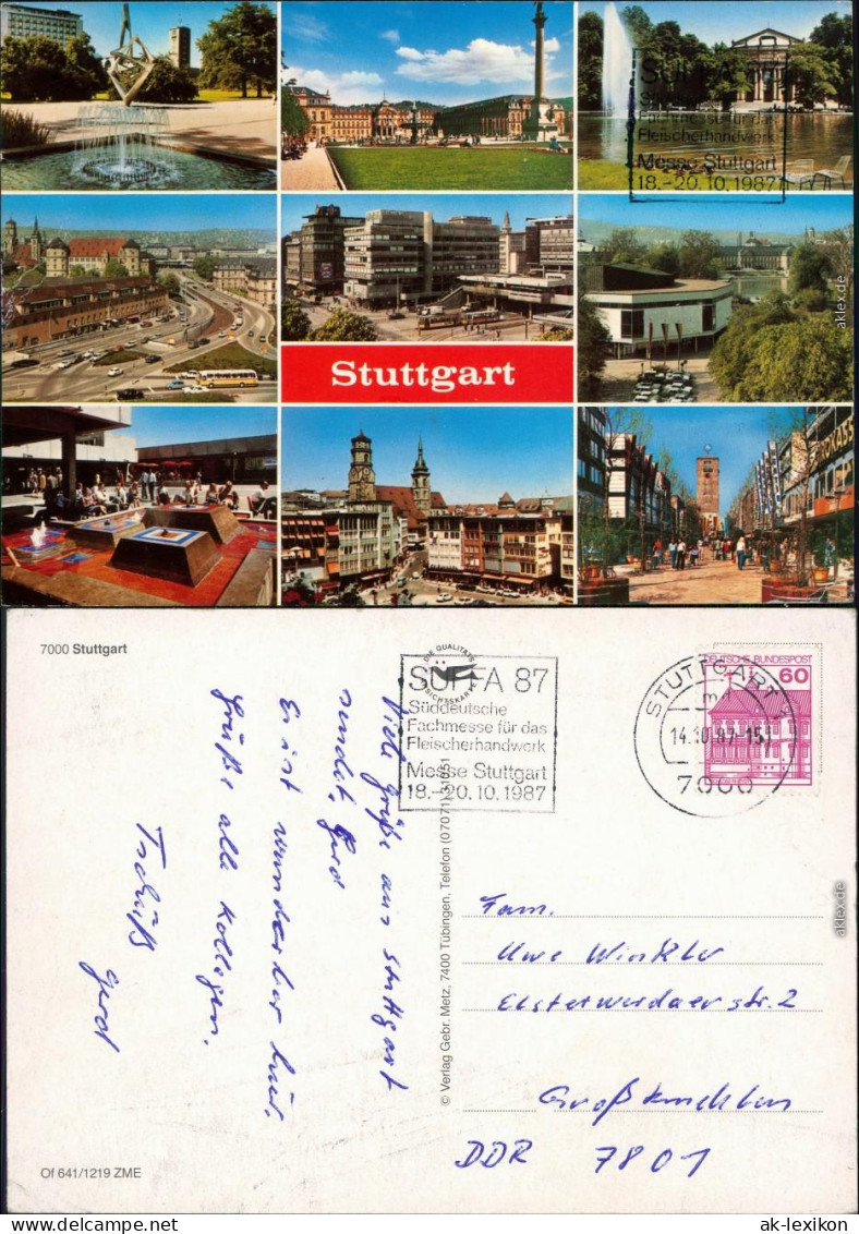 Ansichtskarte Stuttgart Brunnen, Parks, Straßen, Kirche Uvm. 1987 - Stuttgart