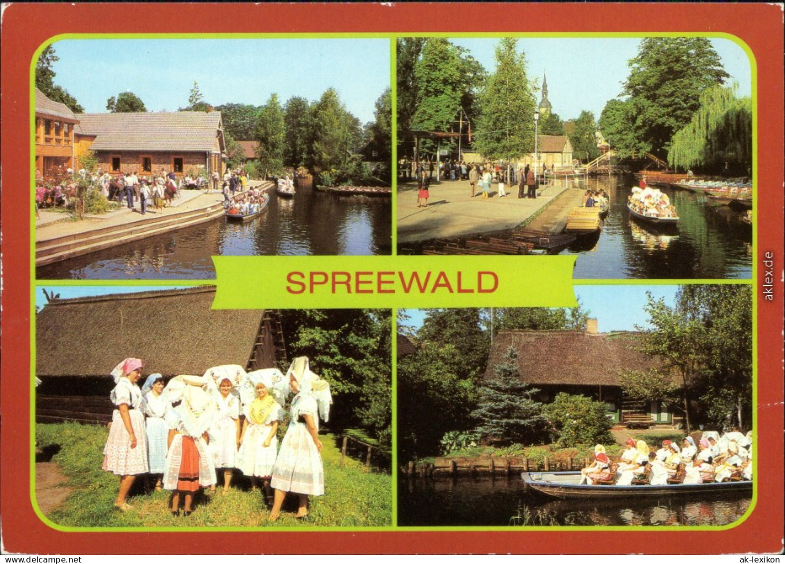 Lübbenau (Spreewald) Lubnjow Spreewaldkahn, Wendische-Trachten -  G1983 - Lübbenau