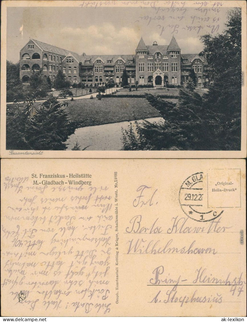 Ansichtskarte Mönchengladbach St. Franziskusheilstätte - Windberg 1926  - Mönchengladbach