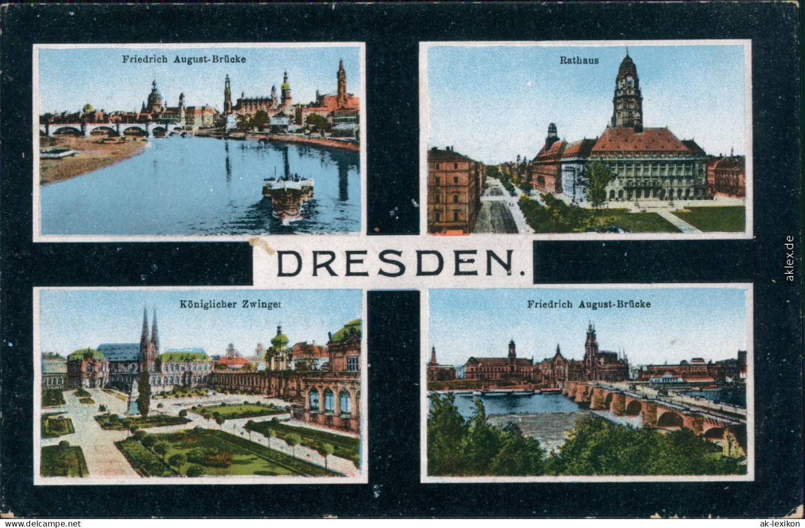 Ansichtskarte Dresden Friedrich-August-Brücke, Rathaus, Zwinger 1916 - Dresden