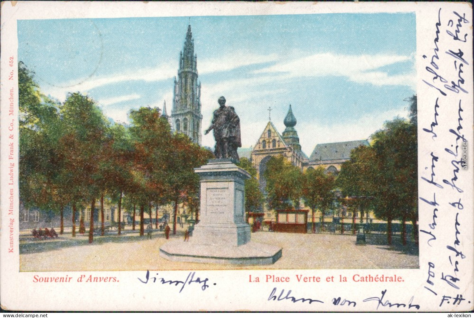 Antwerpen Anvers Kathedrale  Hofkirche - La Place Verte Et La Cathedrale 1900 - Otros & Sin Clasificación