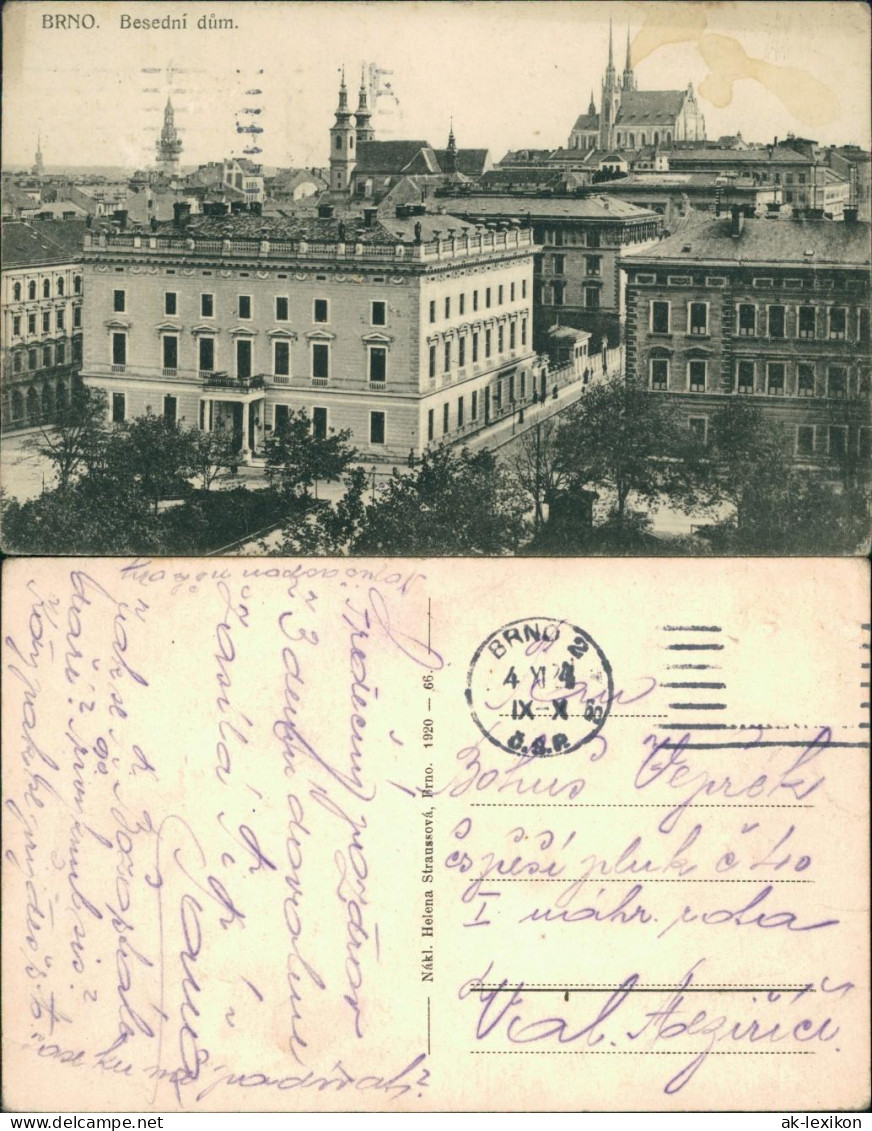 Postcard Brünn Brno Besedni Dum/Straßenpartie 1920  - Tchéquie