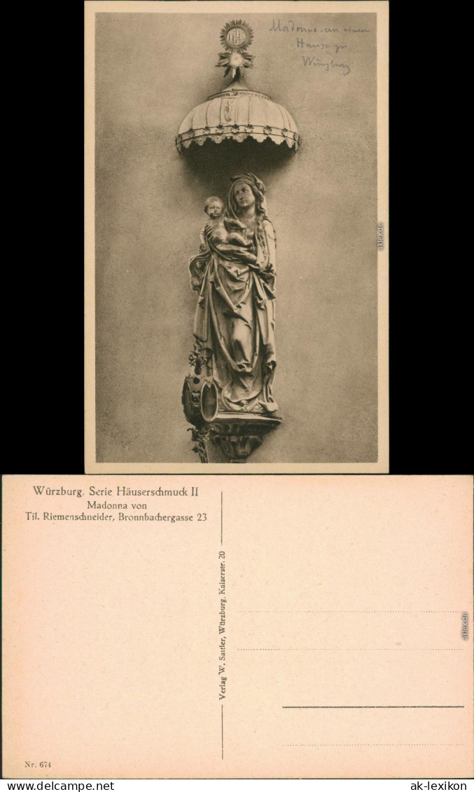 Ansichtskarte Würzburg Häuserschmuck - Madonna 1928 - Wuerzburg