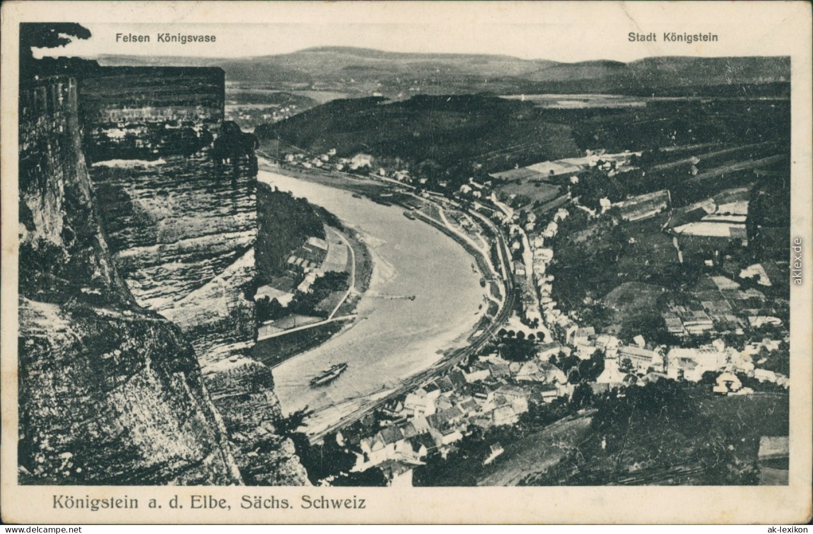Königstein (Sächsische Schweiz) Panorama-Ansicht Mit Elbe Königsvase 1934 - Königstein (Sächs. Schw.)
