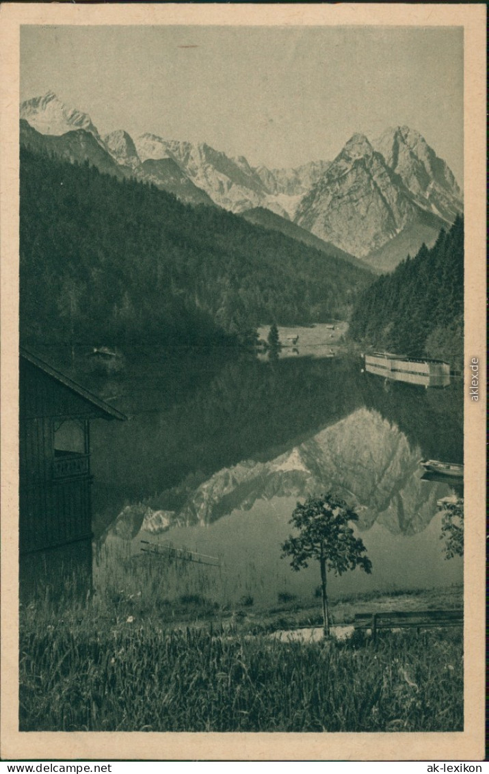 Ansichtskarte Garmisch-Partenkirchen Risser-See/Riessersee Mit Alpen 1924 - Garmisch-Partenkirchen