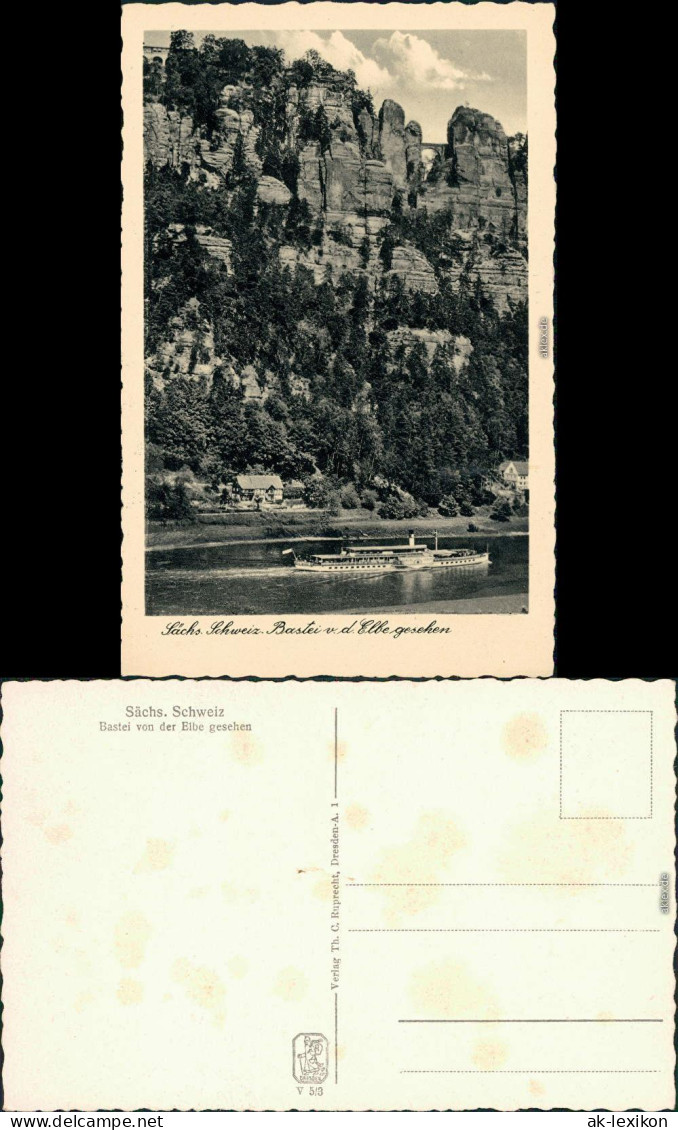 Ansichtskarte Rathen Basteifelsen (Sächsische Schweiz) Mit Elbdampfer 1955 - Rathen