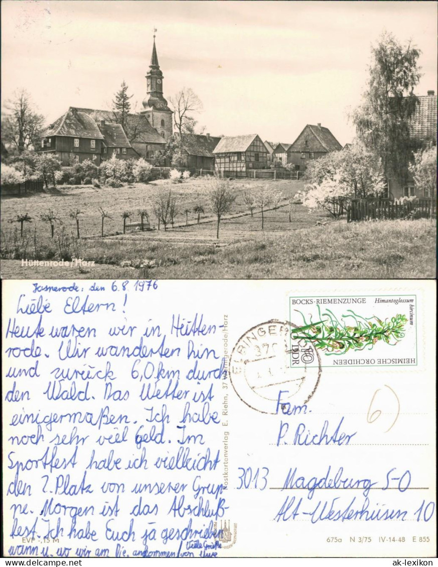 Ansichtskarte Bad Blankenburg OT Hüttenrode: Kirche, Häuser G1975 - Bad Blankenburg