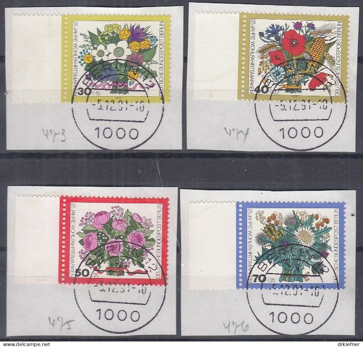 BERLIN  473-476, Gestempelt Auf Briefstück, 25 Jahre Wohlfahrtsmarken, 1974 - Used Stamps