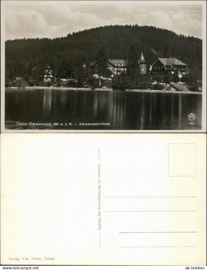 Ansichtskarte Titisee-Neustadt Schwarzwald-Hotel 1932 - Titisee-Neustadt