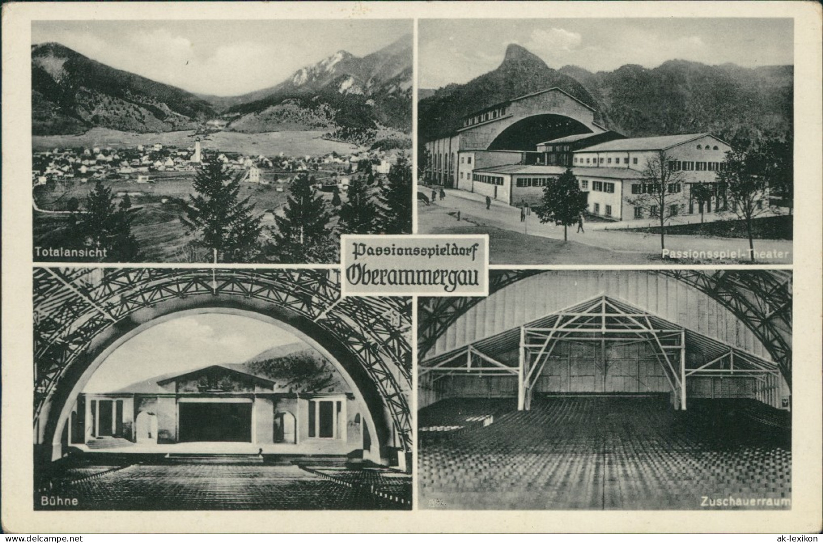 Ansichtskarte Oberammergau Passionstheater, Bühne, Zuschauerraum 1934 - Oberammergau