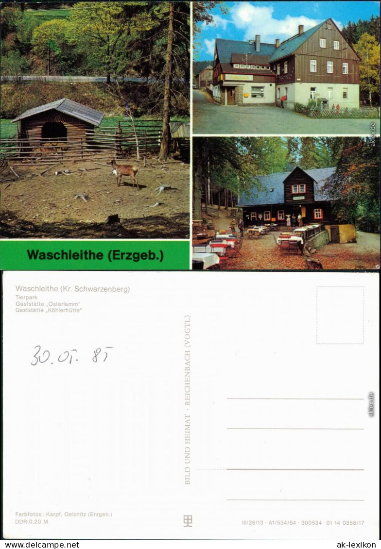 Waschleithe Grünhain-Beierfeld Tierpark,   Gaststätte "Köhlerhütte" 1984 - Gruenhain
