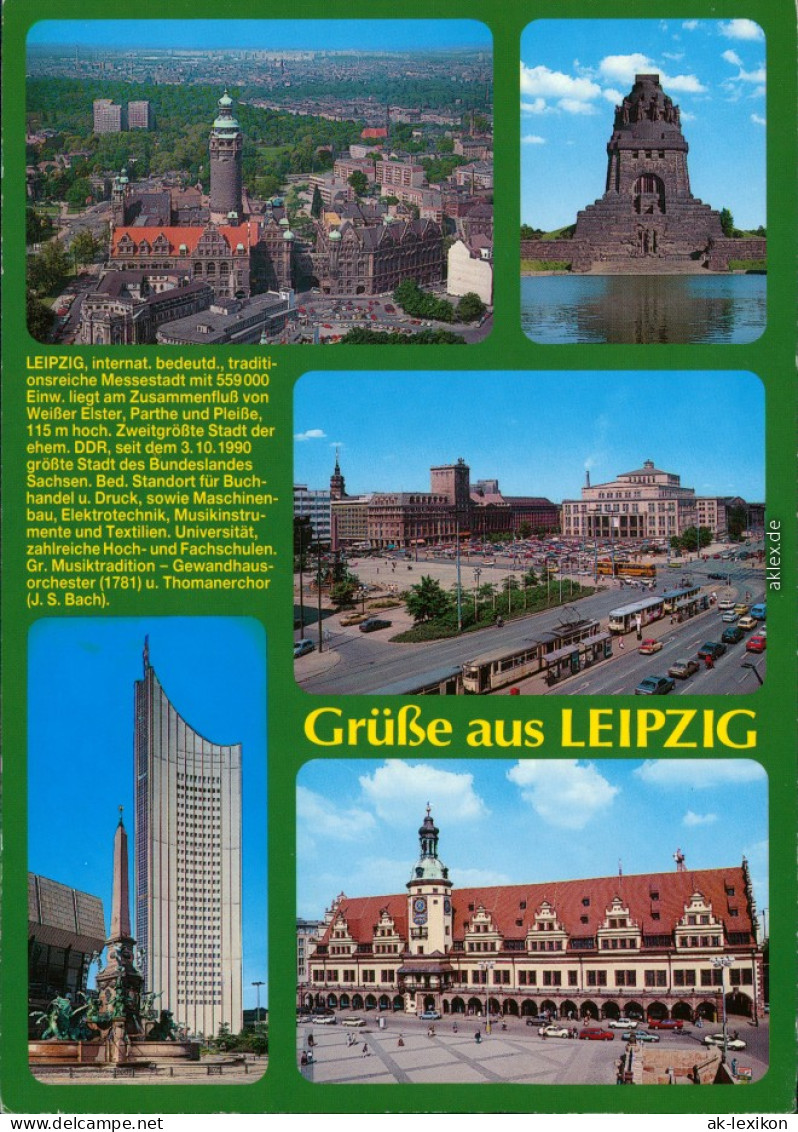 Leipzig Altes/neues Rathaus Augustusplatz Universitätshochhaus Menebrunnen 1996 - Leipzig