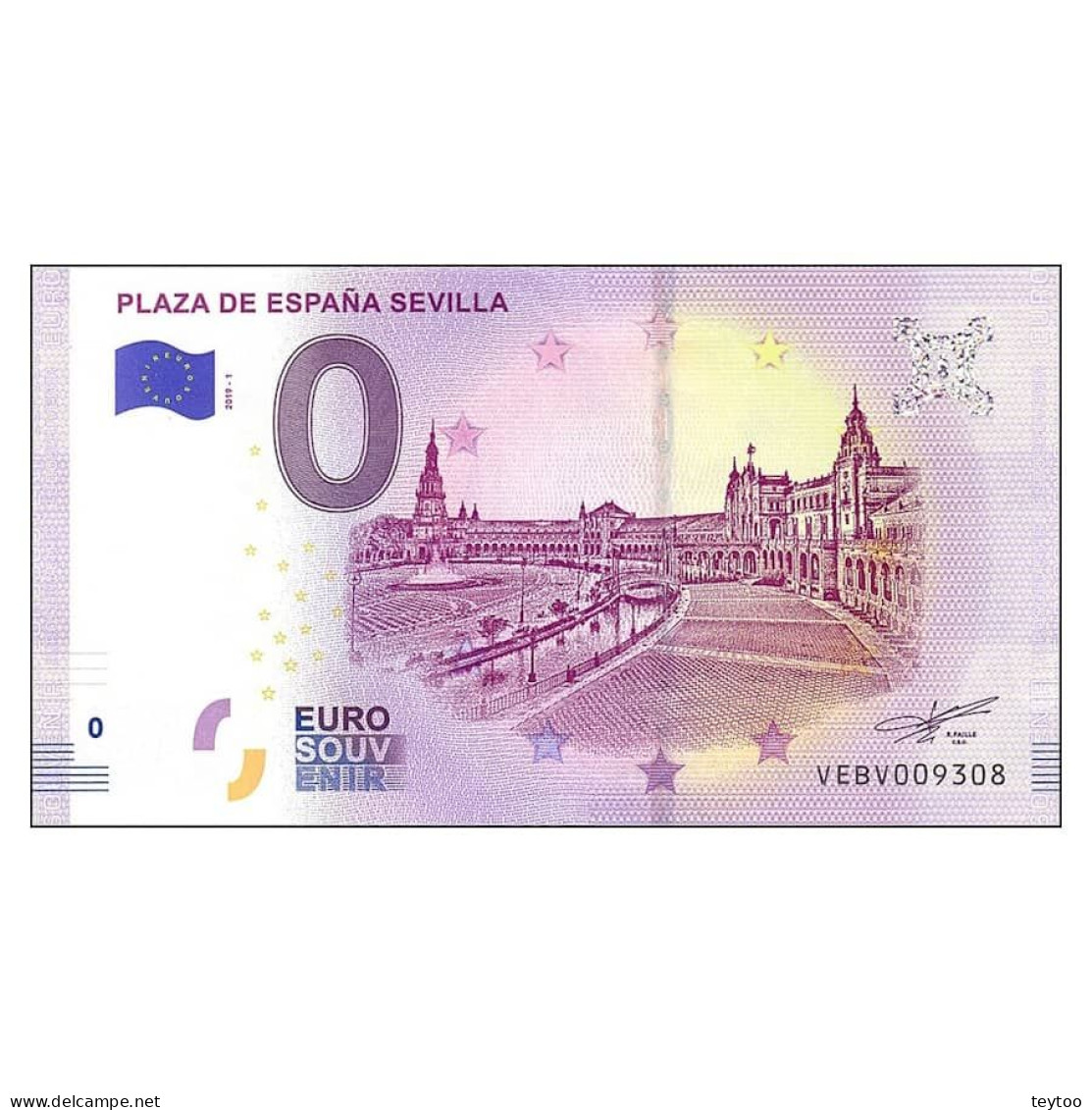 C2540.2# 0 Euros. España. Sevilla, Plaza De España (SC) 2019-1A - [ 8] Falsi & Saggi