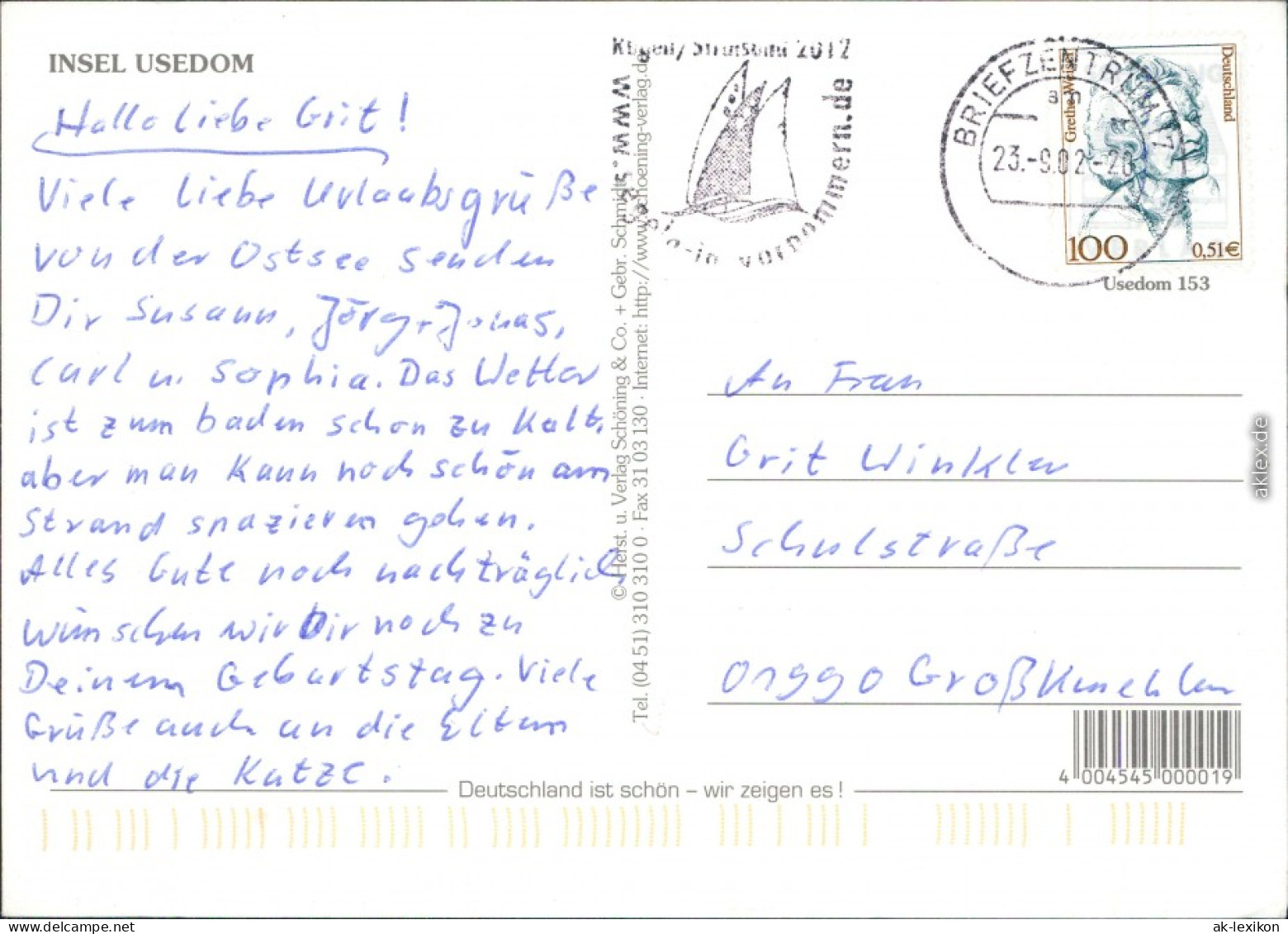 Ansichtskarte Usedom Wiesen, Strände, Segelboote, Hotels Uvm. 2002 - Autres & Non Classés