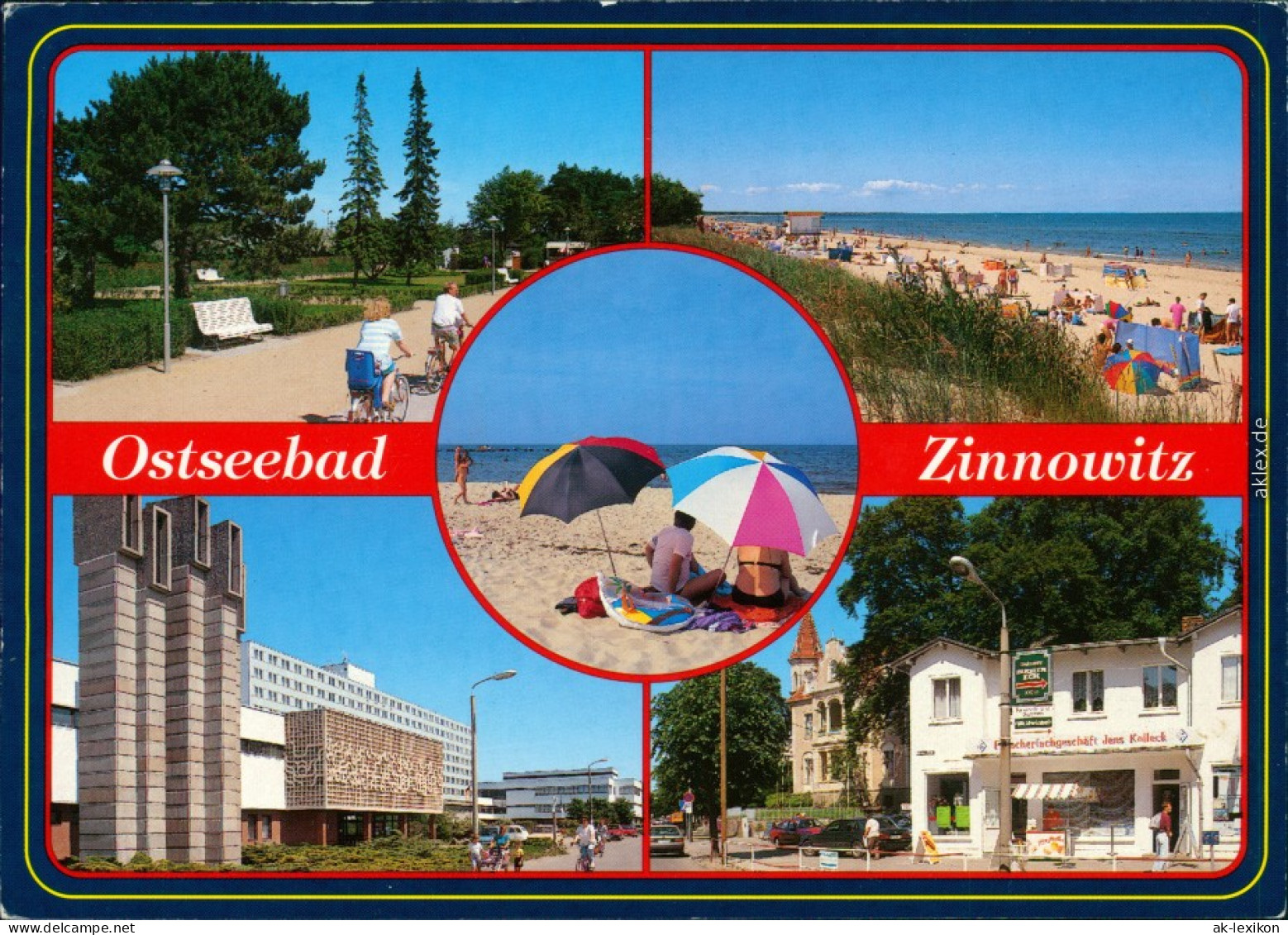 Ansichtskarte Zinnowitz Promenade, Strand, Hotel, Gaststätte 1996 - Zinnowitz