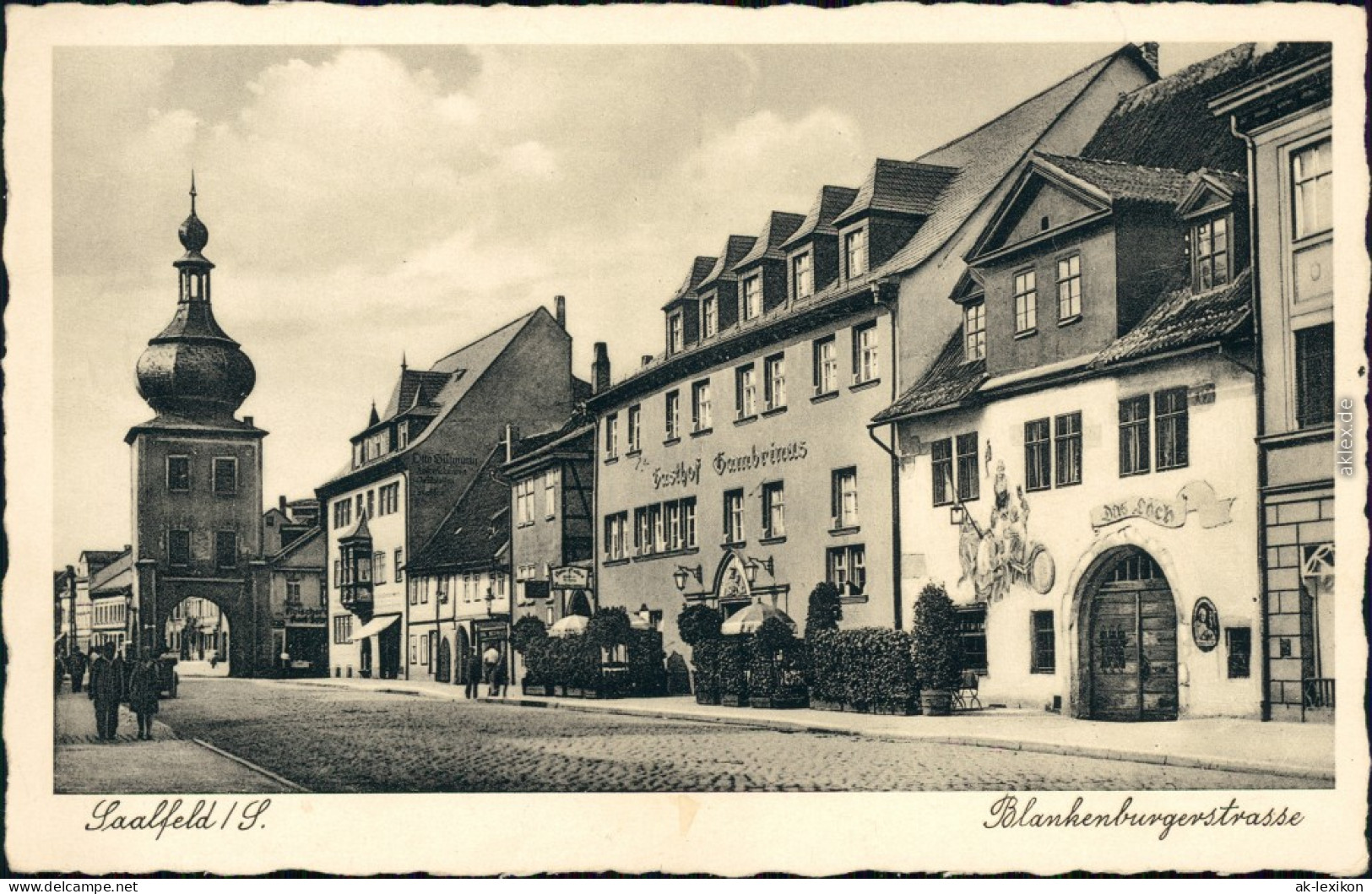 Ansichtskarte Saalfeld (Saale) Blankenburgerstrasse - Gaststätten 1934  - Saalfeld