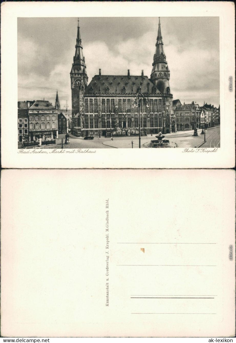 Ansichtskarte Aachen Markt Mit Rathaus 1938 - Aachen