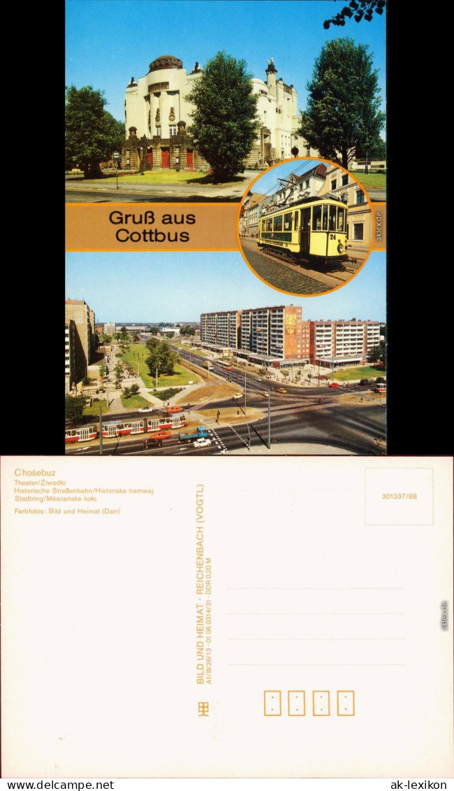 Cottbus Choćebuz Stadttheater, Historische Straßenbahn, Stadtring Xxx 1988 - Cottbus