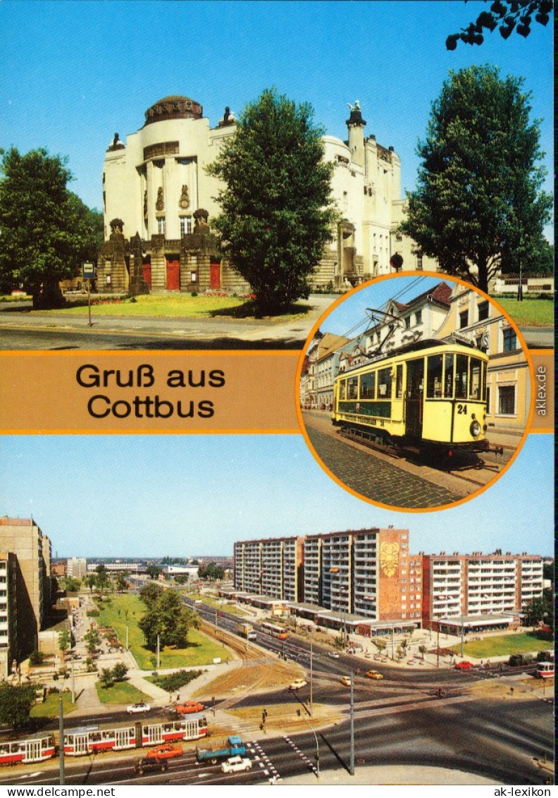 Cottbus Choćebuz Stadttheater, Historische Straßenbahn, Stadtring Xxx 1988 - Cottbus