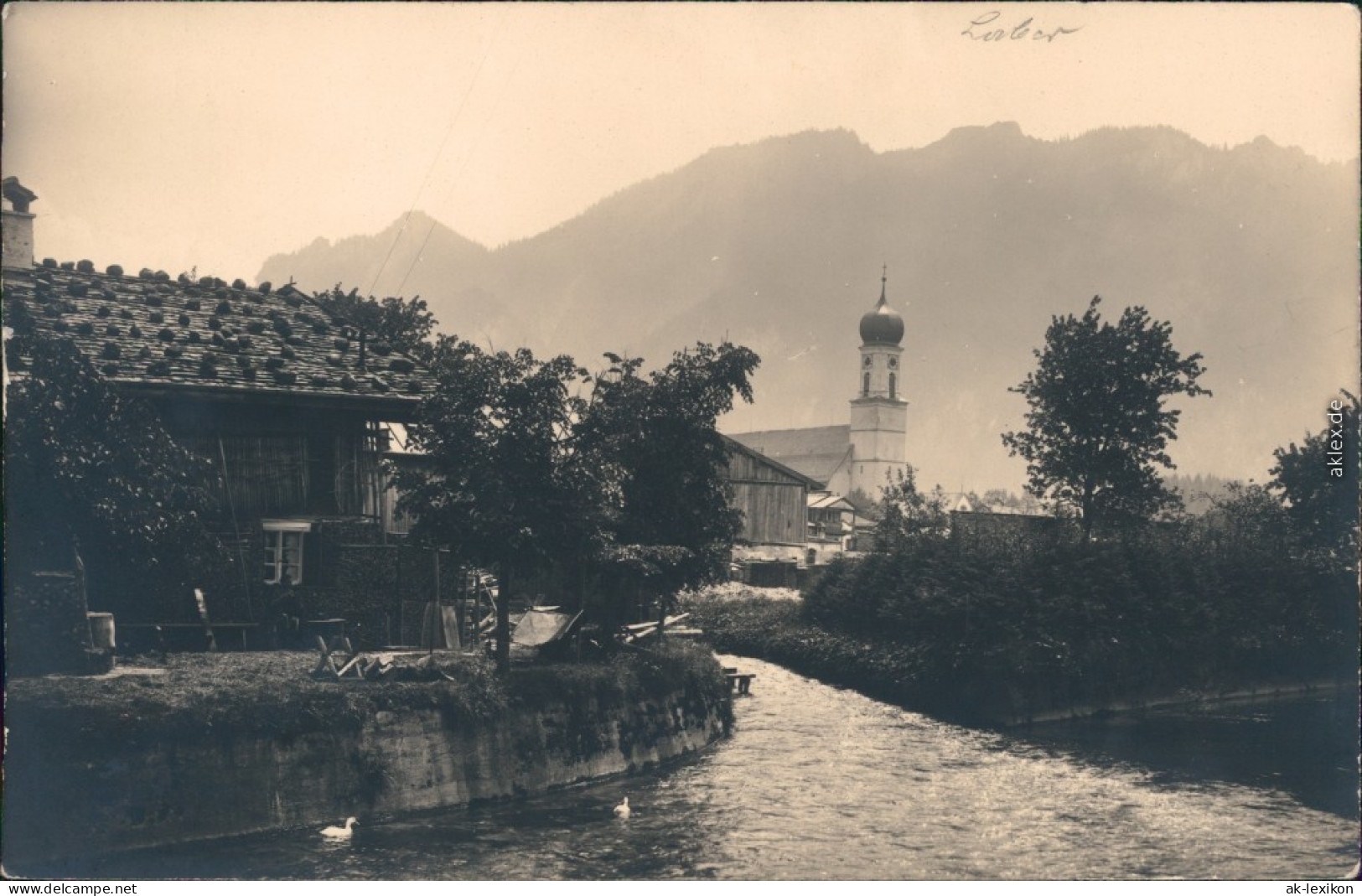Ansichtskarte Oberammergau Hütte, Flußpartie Und Kirche 1918  - Oberammergau