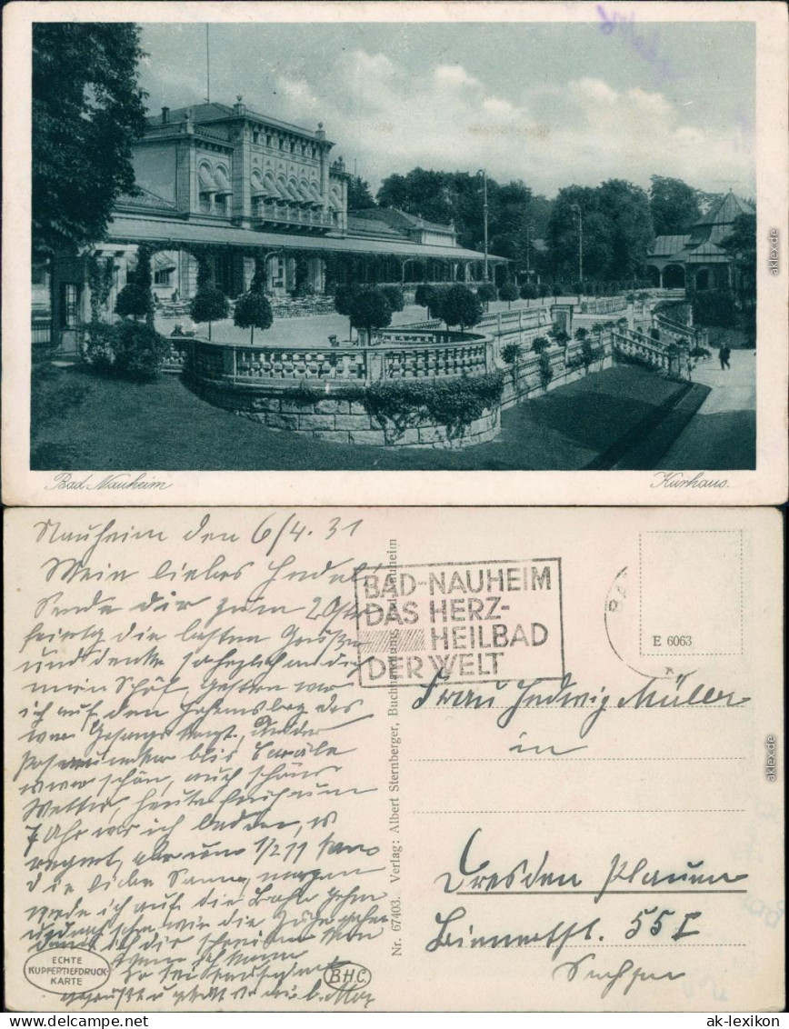 Ansichtskarte Bad Nauheim Kurhaus 1931 - Bad Nauheim