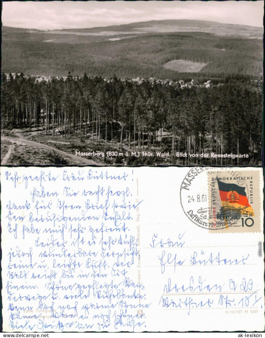 Ansichtskarte Masserberg Blick Von Der Rennsteigwarte 1961 - Masserberg