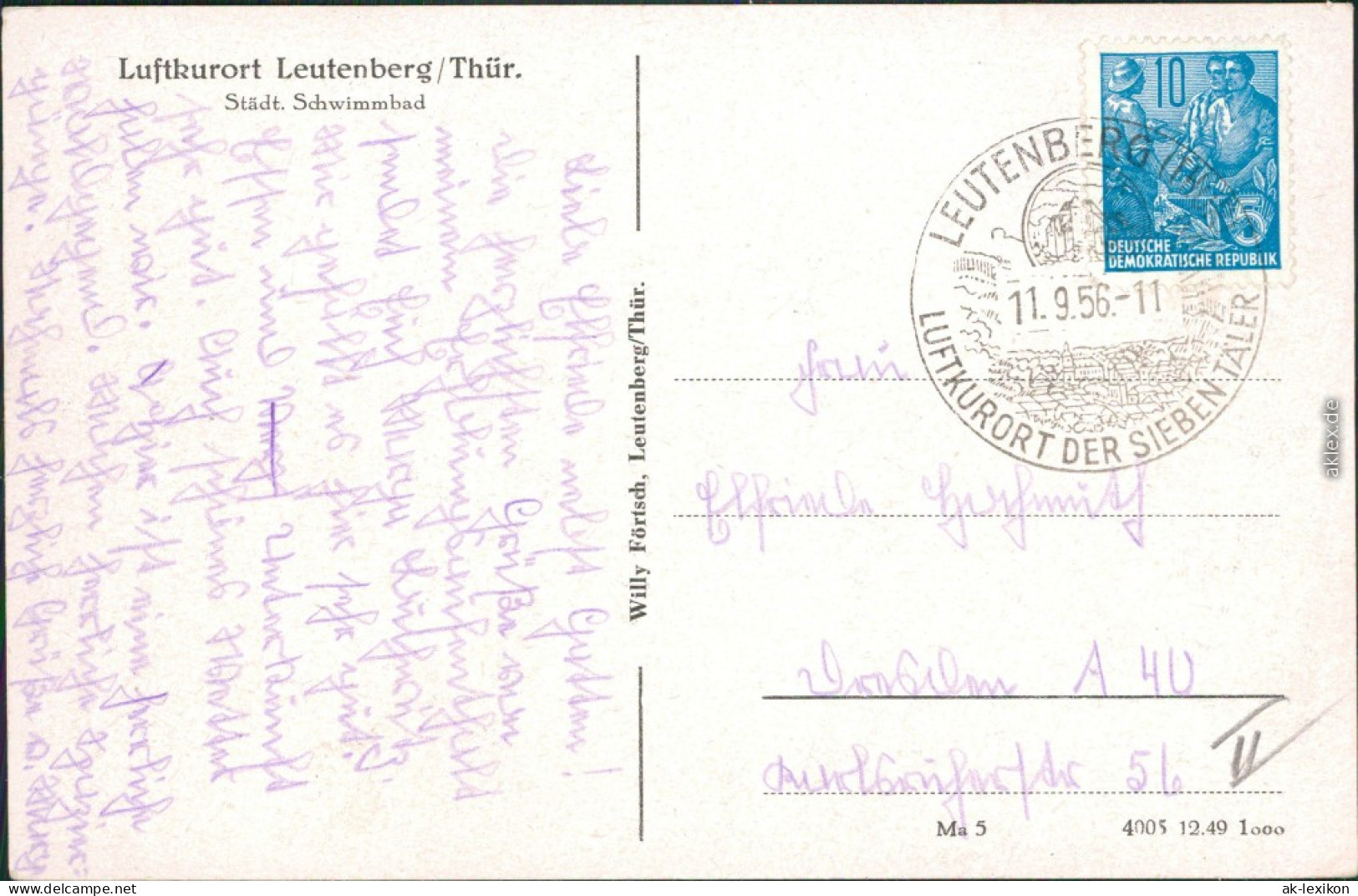 Ansichtskarte Leutenberg Schwimmbad 1956 - Leutenberg