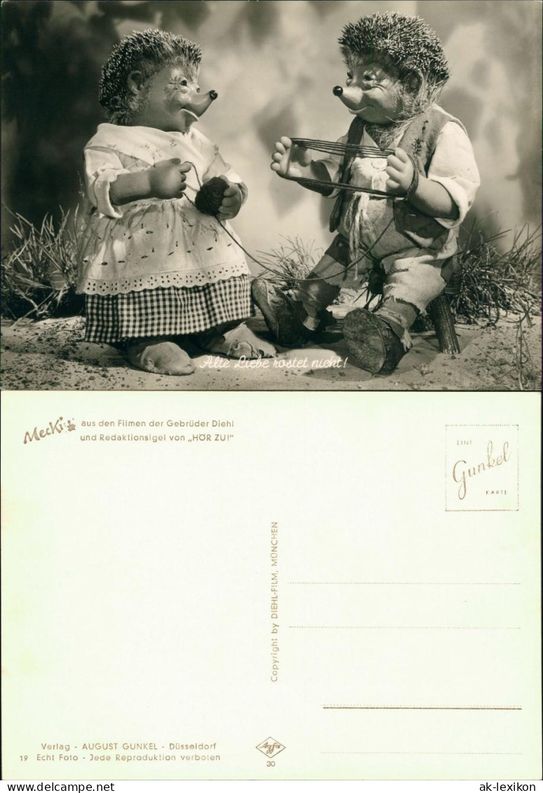 Ansichtskarte  Mecki Mit Frau Beim Wolle Spannen 1960 - Mecki